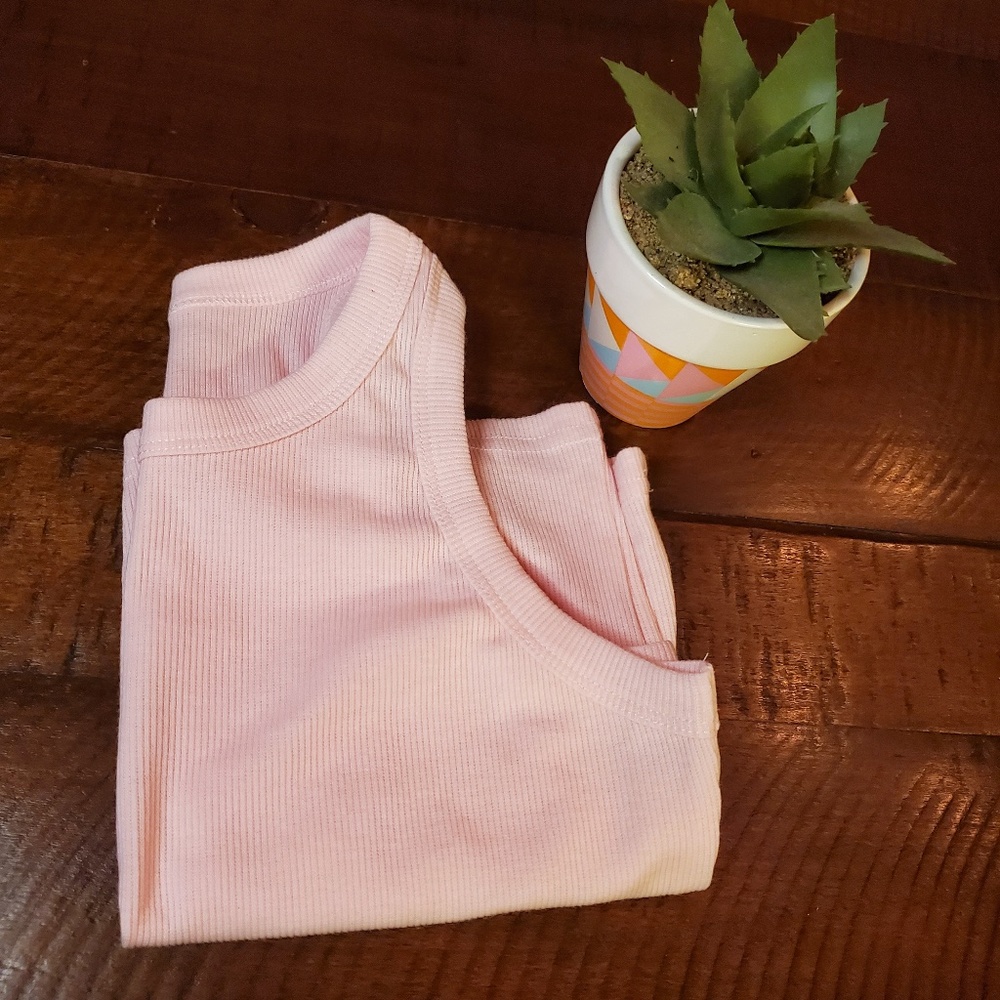 Pink Racerback Crop Tank Top Ribbed NEW